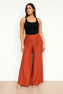 FORTE_FORTE ''La Seta'' 100% silk women's elastic puffy pants - burnt orange - 0