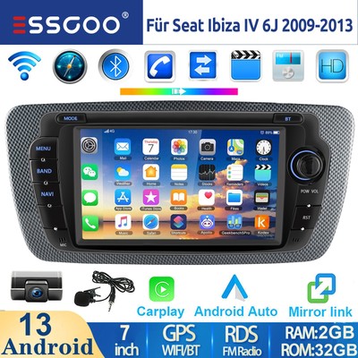 DVR Carplay Autoradio Android 14 GPS WIFI RDS BT Für Seat Ibiza IV 6J 6P 2009-13