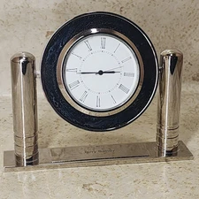 Vintage Swivel Analog Desk clock Awarded to JERRY SANDY - 3.75" X 4.75"
