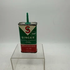 Old Vintage 1960s Singer Sewing Machine Oil Tin 30 Cents USA 4 Fl Oz