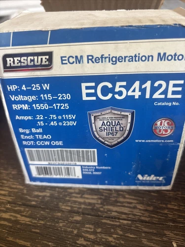 U.S. Motors EC5412E 1/30 HP 1550 RPM 115/230V ECM Refrigeration Motor