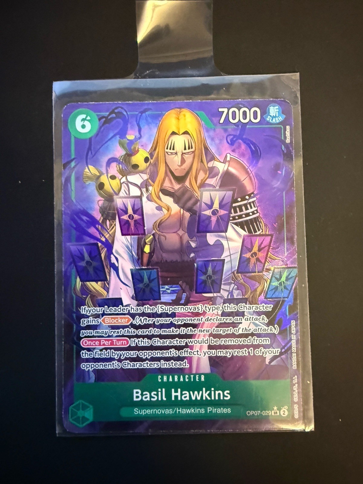 One Piece 500 Years into the Future Basil Hawkins arte antiguo OP07-029 casi nuevo inglés