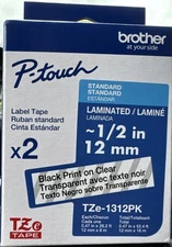 Brother P-touch TZe Laminated Label Tape TZe-1312PK (Pack Of 2)