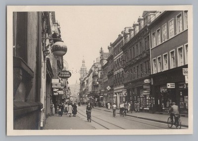 Heidelberg - Einkaufsstraße Werbung Streetlife - Altes Foto 1930er