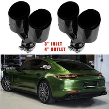 Carbon 3 To 4 Rear Dual Exhaust Pipe Tail Muffler Tips For Porsche Panamera