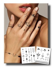 Semi Permanent Tattoos, 2 Sheets Realistic Black Henna Small Hand Temporary Tatt