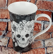 222 Fifth Marbella Skull Mug Tall 6.25 Porcel...