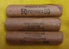 1949 P LINCOLN WHEAT CENTS 3 ROLLS RED BU FEDERAL RESERVE WRAPPED