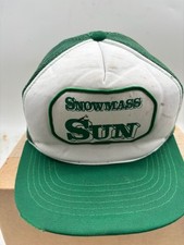 Snowmass Sun Trucker Hat Men's Adjustable Vintage Green White Mesh