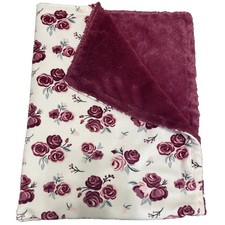 Hudson Baby Blanket Floral Burgundy Cream Minky Plush Girl Security Soft Cozy