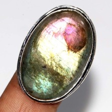 Fiery Labradorite 925 Silver Plated Ring US 6 Elegant Gift Most Beautiful GW