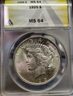 1925 Peace Dollar ANACS MS64