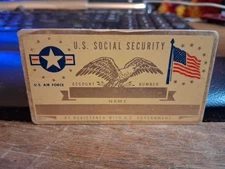 Vintage Perma Plate Brass Blank US Social Security ID Card US AIR FORCE