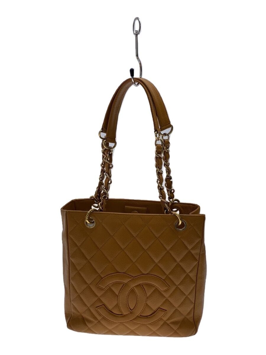 Chanel PST Tote Bag in Matelasse Caviar Leather Brown Camel with Coco Mark