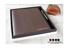 Acuto A4 Personalised Italian Leather Refillable Journal Gift Set - Chocolate