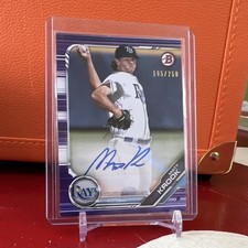 SERIAL NUMBERED AUTOGRAPHED ROOKIE PURPLE 2019 Topps Matt Krook #PA-MK /250 Rays