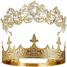 2 Pcs King and Queen Crowns Set, Elegant Style
