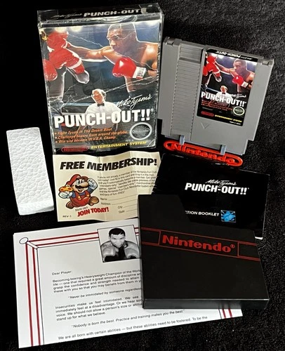 1987 MIKE TYSON PUNCH-OUT • WORKS w/VTG BOX & INSERTS • VINTAGE NES VIDEO GAMES