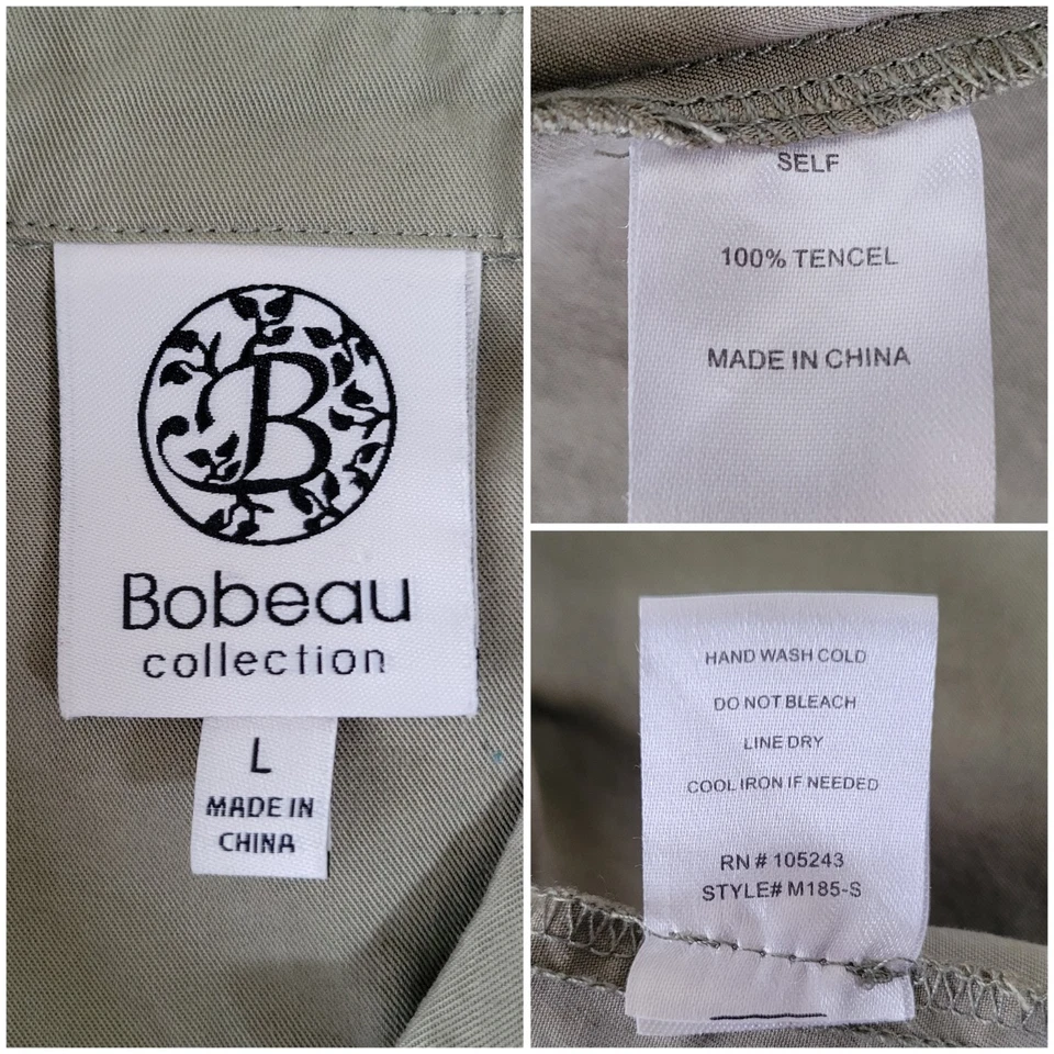 Chaqueta Bobeau Para Mujer Verde Ejército Frente Abierto Tencel Cascada Frontal Talla L Foto 4 de 4