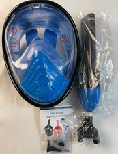 Full Face Snorkel Mask with GoPro Mount  Bag Anti-Fog 180  View Blue Adult S/M