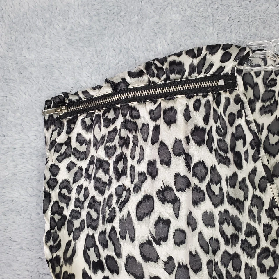 Top de seda para mujer L negro cuello en V manga gorra estampado animal cremallera hombro ligero Foto 4 de 4