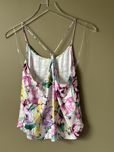Victoria's Secret Satin Cami Tank Size Small Floral Stripe Racer Y Back Fairy - Picture 2 of 7