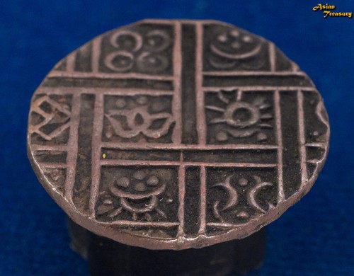 BHUTAN 1910 COPPER COIN 1/2 RUPEE KM#22 RARE TYPE PERIOD IV LUCK DESIGN EF - 第 4/4 張圖片