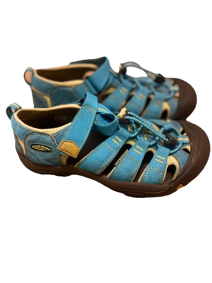 Keen Newport H2 Waterproof Shoes Big Kids Size 3 US Aqua Blue Neon Green Sandals - Image 2 of 4