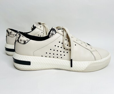 Michael Kors Codi Leather Cream White Faux 'Snakeskin' Accent