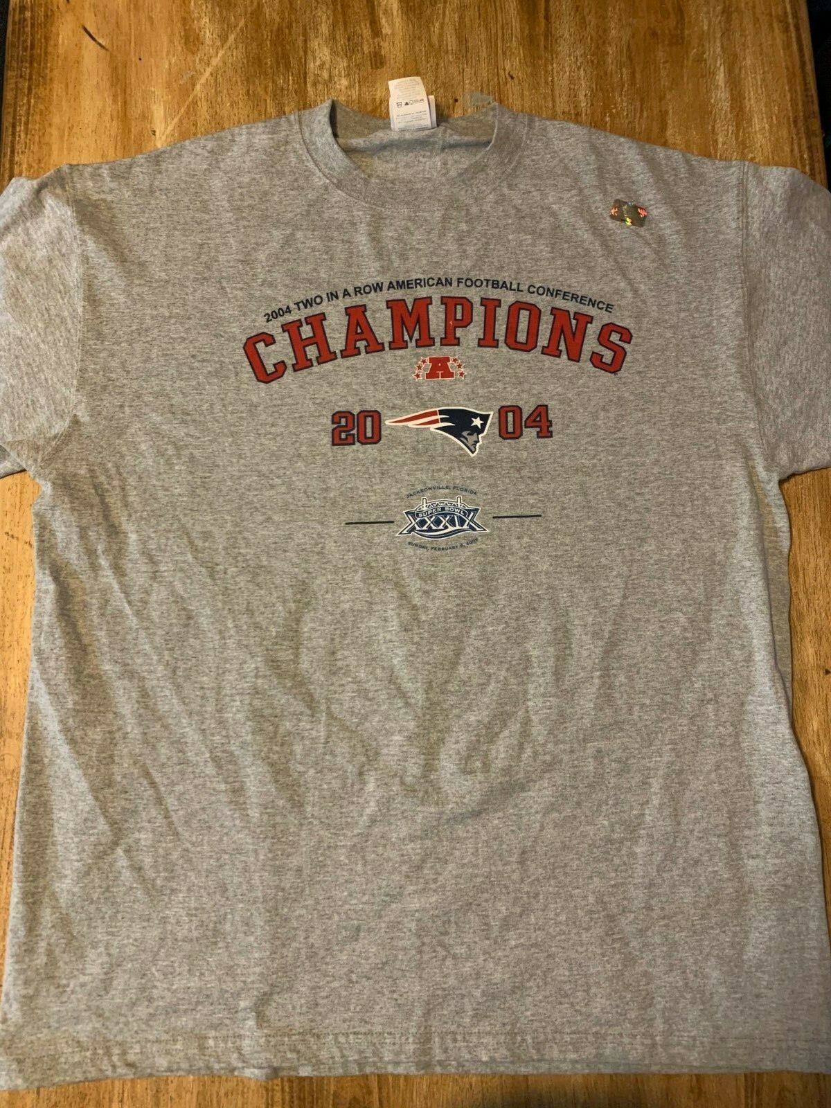 Maglia Vintage 2004 New England Patriots Due in Fila AFC Champions TAGLIA XL