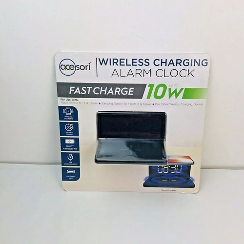 Ace Sori Wireless Charging Alarm Clock Black (Fast Charge 10W) - 第 1/7 張圖片