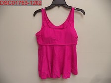 Walk on Beach Womens Pink Ruffle Hem  Floral Bottom Two Piece Tankini Set, Sz L