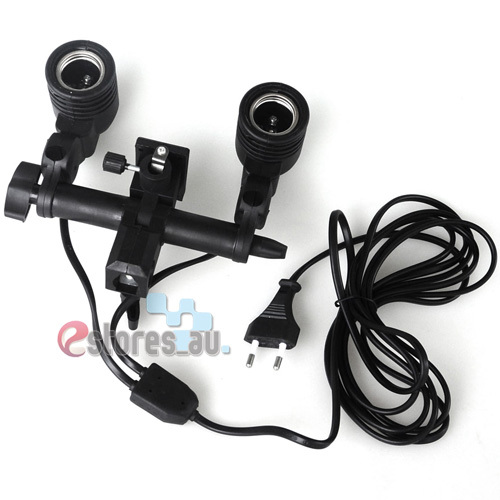 Studio Twin/ Double E27 AC Swivel Socket Umbrella Bracket Flash Lamp Bulb Holder - Picture 3 of 3