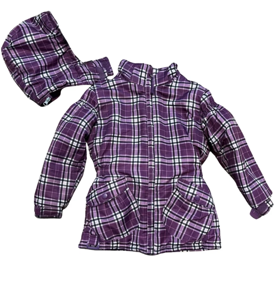 Chaqueta acolchada Northpeak para niñas Abrigo Quitar capucha Interior Bolsillo Forrado Púrpura Talla 6 Foto 3 de 4