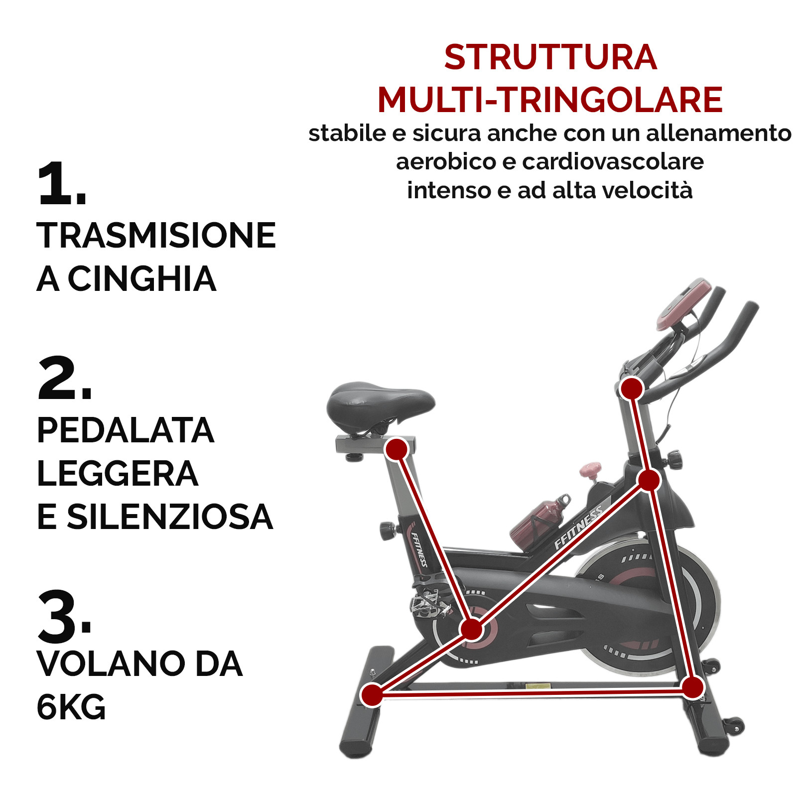 FIT BIKE CYCLETTE INDOOR VOLANO 6KG MULTIFUNZIONE CARDIO CASA CON INESTETISMI foto 5