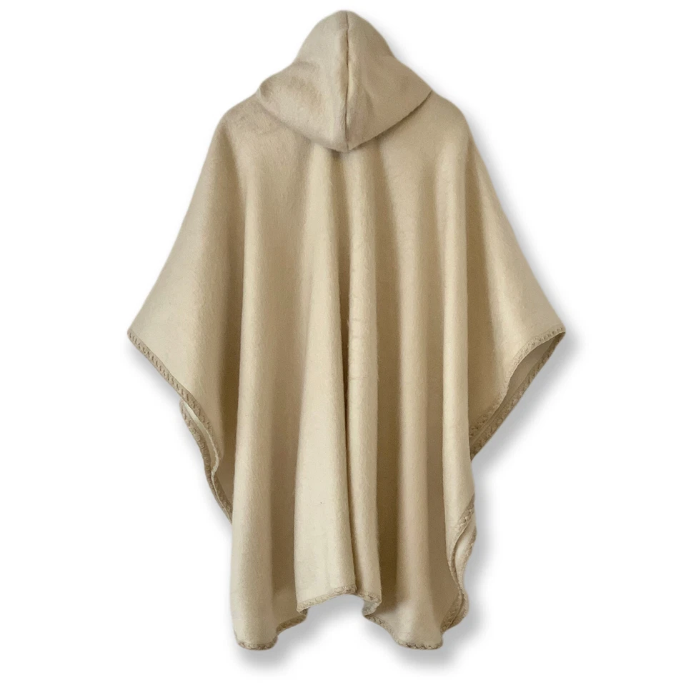 ALPACA Wool Bohemian Wrap Hooded Open Poncho Cape Shawl Blanket Unisex Handmade - Image 2 of 4