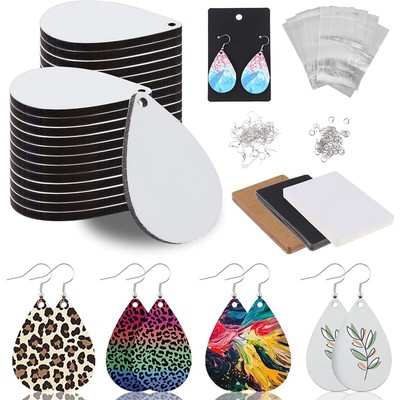 90X Unfinished Earrings Set Teardrop Pendants for DIY Jewelry Kids Gift