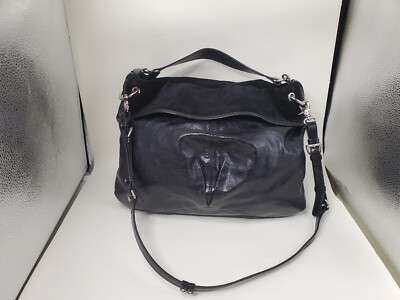 Cromia Black Leather Crossbody Large Shoulder bag Hobo NWOT Retail $299.