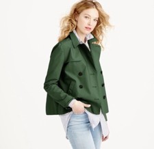 $198 J. Crew Japanese Poplin Swing Jacket, Green, Size 0, Xs