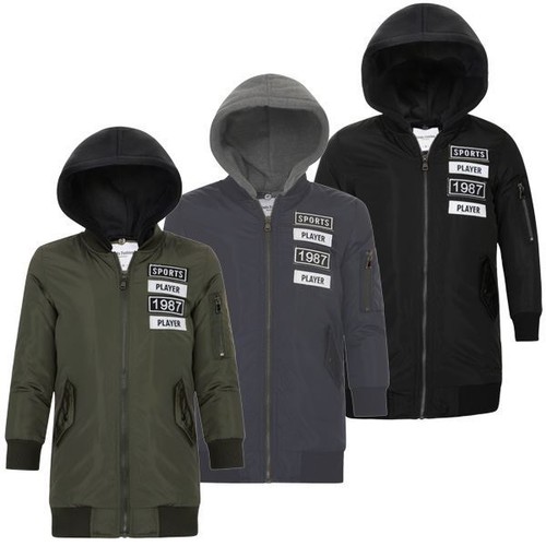 Kids Longline Bomber Jacket Khaki Navy Black