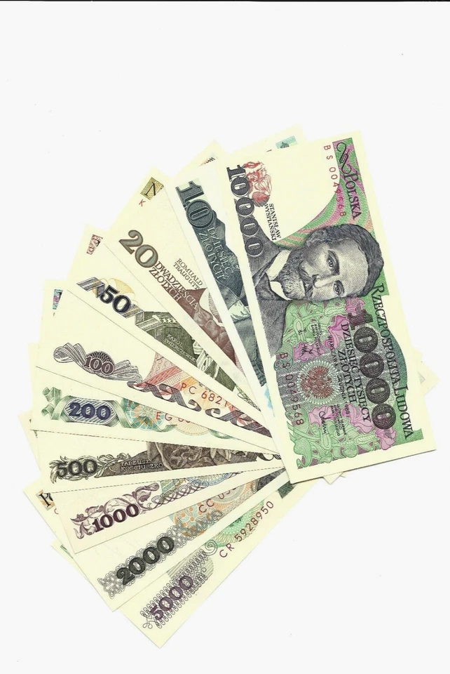 Poland 10 20 50 100 200 500 1000 2000 5000 10000 Zlotych 1982-1988 Set P-142-151 - Image 3 of 4