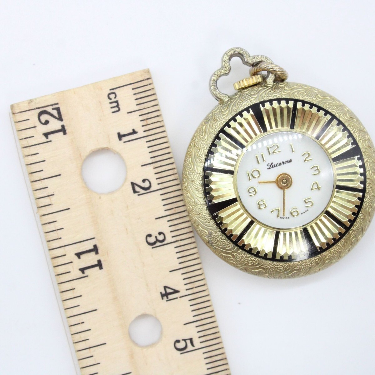Vintage LUCERNE Pendant Swiss Watch Womens Gold Tone 