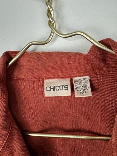 Chico's Sz 2 Embroidered Art-to-Wear Stretch Floral Jean Jacket Autumn Color - Picture 8 of 8