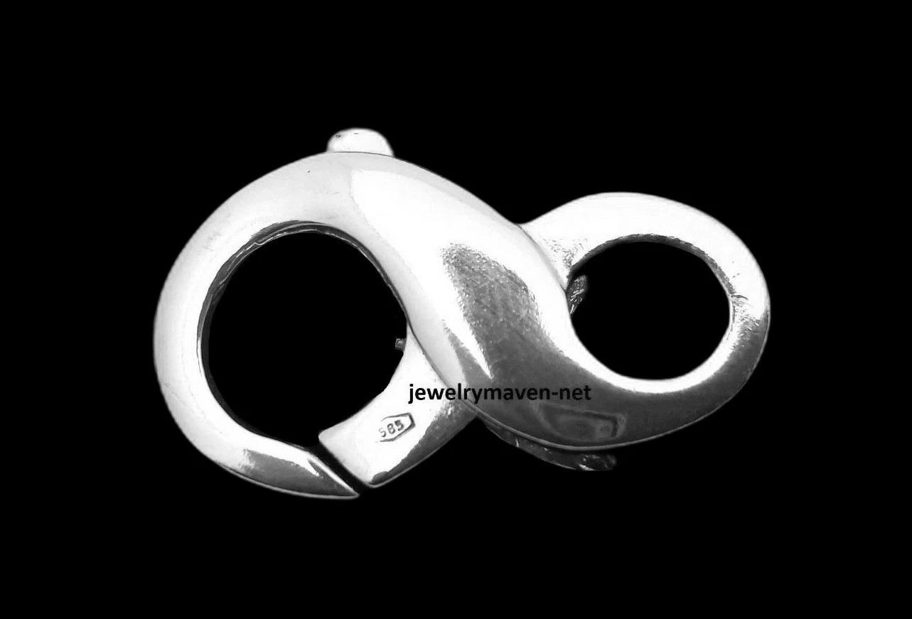 Figurine Gucci or blanc 14 carats 22 mm 8 créateur chaîne infinie fermoir déclencheur ITALIE