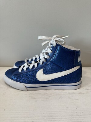Nike Men's 10- Blue Metallic Faux Crocodile High Top Basketball Shoes Sneakers