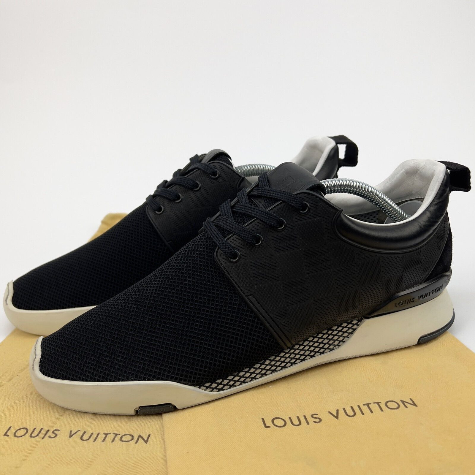 Louis Vuitton Black/Grey Damier Knit Fabric Fastlane Low Top