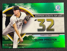 2023 Bowman Chrome GREEN REFRACTOR BOWMAN SCOUTS TOP 100 #32 Quinn Priester /99