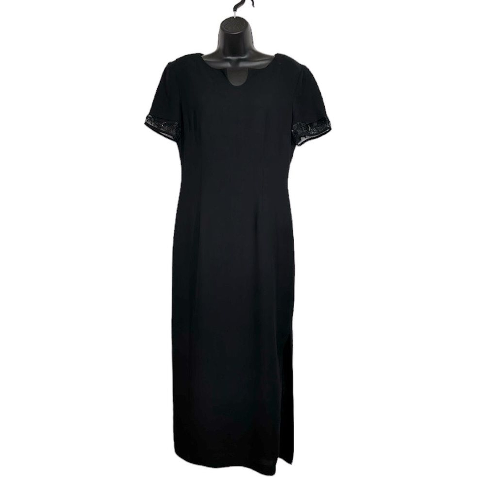 Donna Morgan Formal Black Short Sleeve Maxi Dress Sz