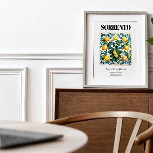 Sorrento Tile Print | Italian Lemon Pattern Wall Art | Home Decor - Picture 3 of 11