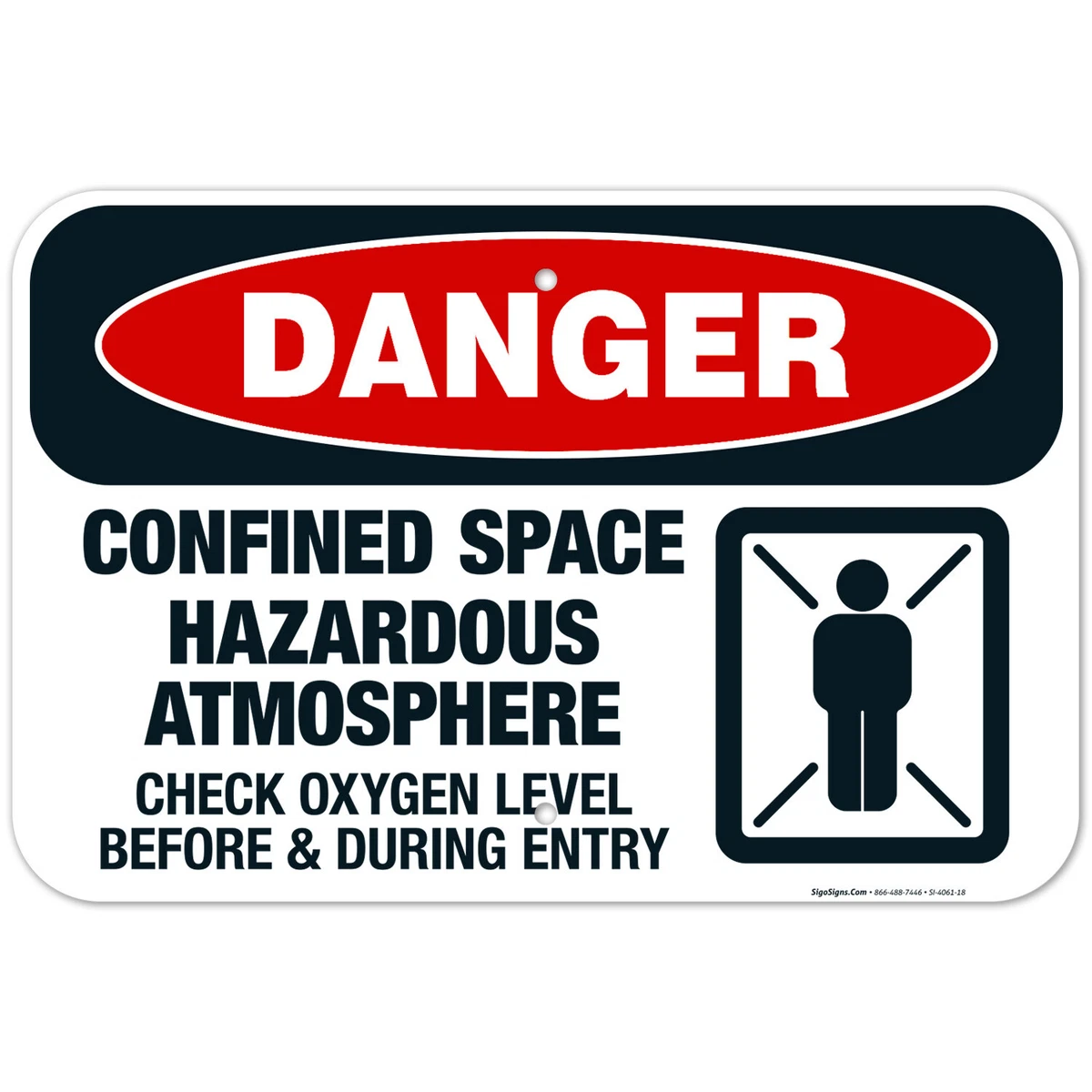 ZING Enterprises Eco Safety Sign DANGER, Confined Space, 60 OFF